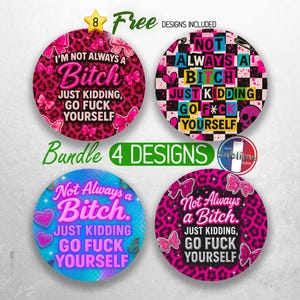 Paquete de posavasos para coche con frases sarcásticas y divertidas, diseños de sublimación para posavasos, diseños de posavasos para coche con frases atrevidas para mujer.