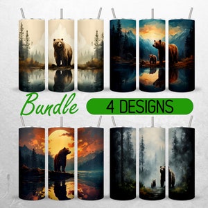Black Bear Tumbler Wrap 3D Hunting Tumbler PNG Mountains Mama Bear Tumbler Wrap Sublimation +18 FREE Tumbler Designs 20oz Full Tumbler Wrap