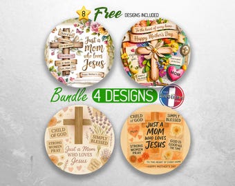 Mother's Day Christian Boho Car Coaster PNG Bundle Faith Mom Jesus Coaster Sublimation Designs Women Bible Verse Coaster Designs