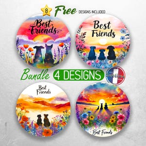 Dog Best Friends Car Coaster PNG Bundle Pet Dog Car Coaster Sublimation Designs My Best Friend Has Paws Car Coaster Designs
