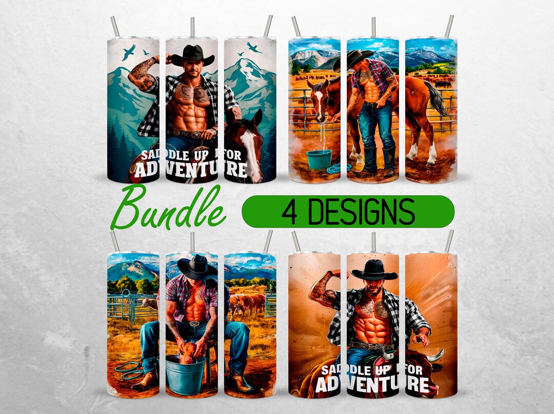 Western Tumbler Wrap Bundle Country Cowboy 20oz Tumbler PNG Cowgirl ...