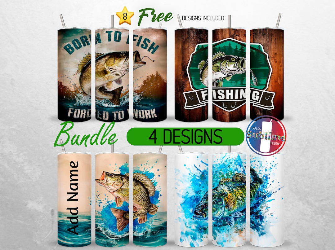 Fishing Life Tumbler Wrap Bundle Bass Fish 20oz Tumbler PNG Fisherman ...