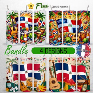 Dominican Republic Tumbler Wrap Bundle Dominican Flag 20oz Tumbler PNG Dominican Pride Tumbler Design Latino 20oz Skinny Tumbler Sublimation