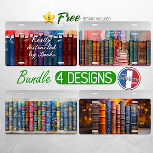 Matrícula para amantes de los libros PNG Diseño de matrícula para amantes de los libros Libros antiguos Bibliotecario Matrícula de coche Sublimación de matrícula Paquete de matrícula