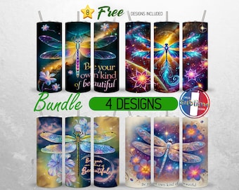 Be Your Own Kind of Beautiful Tumbler Wrap 20oz Bundle Dragonfly Motivational Quote Tumbler PNG 20oz Positive Affirmation Sublimation Design