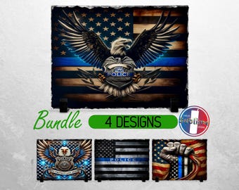 Police Slate PNG Police Officer Slate File Bundle Sublimation Designs USA Flag Blue Line PNG for Slate | Dye Sublimation Rectangle