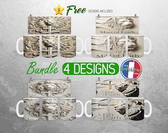 Man of Faith Mug Wrap Bundle Christian Bible Verse Mug PNG Design Cross Father’s Day Full Mug Wrap | 11oz and 15oz Mug Sublimation