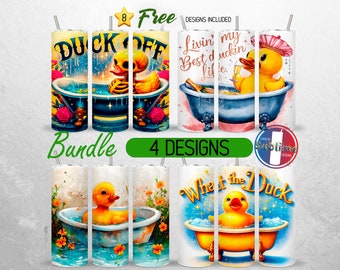 Seamless Rubber Duck Tumbler Wrap Bundle Sassy Funny Duck 20oz Tumbler PNG Cute Trendy Duck Tumbler Design 20oz Skinny Tumbler Sublimation