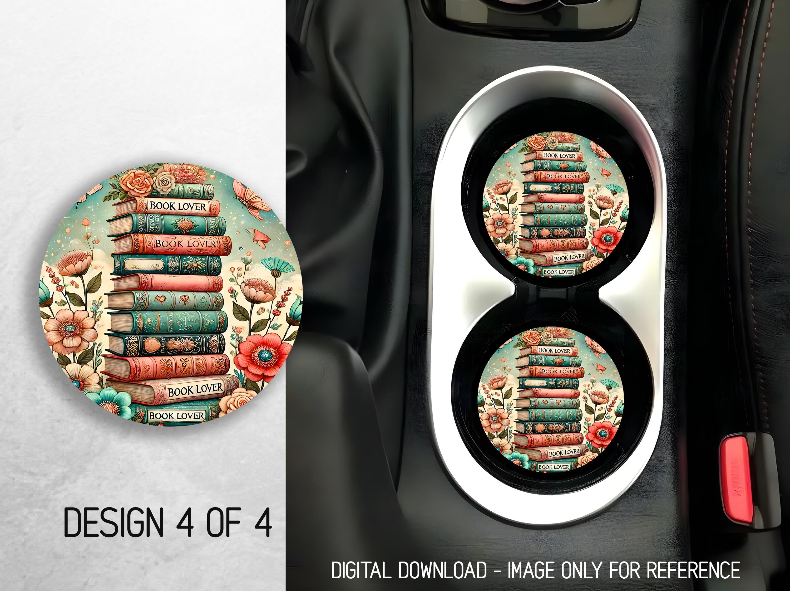 Book Lover Car Coaster PNG Bundle Bookish Reading Coaster Sublimation ...