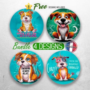 Dog Sarcastic Car Coaster PNG Funny Quote Car Coaster Sublimation Designs Fun Crazy Dogs Car Coaster Designs Car Coasters Bundle