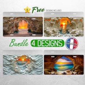 Summer Beach License Plate PNG Ocean Sea Shells License Plate Design Sunset Beach Car License Plate Sublimation License Plate Bundle