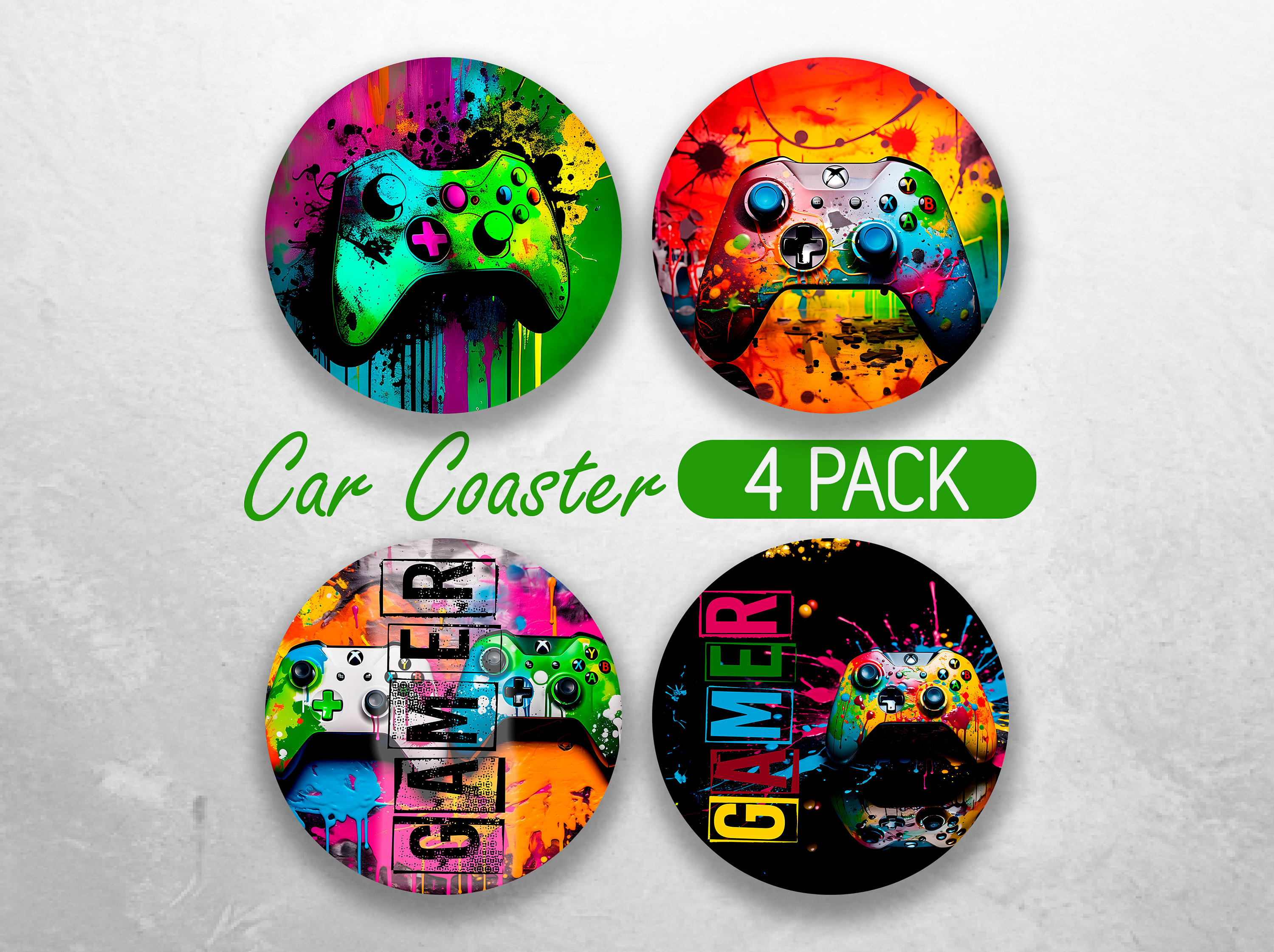 Gaming Coasters by Dreamcontroller USB Rechargeable LED Coaster for Gamer Room Decor. Light Up Coasters for Gaming Desk Decor, Nerd Decorations, Nerdy