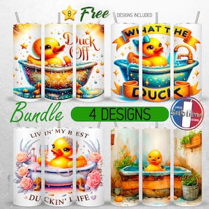 Seamless Rubber Duck Tumbler Wrap Bundle Sassy Funny Duck 20oz Tumbler PNG Cute Trendy Duck Tumbler Design 20oz Skinny Tumbler Sublimation