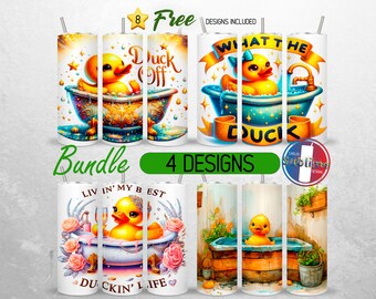 Seamless Rubber Duck Tumbler Wrap Bundle Sassy Funny Duck 20oz Tumbler PNG Cute Trendy Duck Tumbler Design 20oz Skinny Tumbler Sublimation