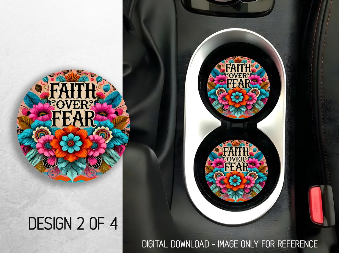 Faith Over Fear Car Coaster PNG Bundle Christian Coaster Png ...