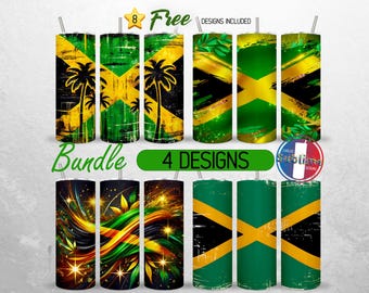 Jamaica Tumbler Wrap 20oz Bundle Jamaica Flag Tumbler PNG 20oz Jamaican Tumbler Design 20oz | Sublimation Designs