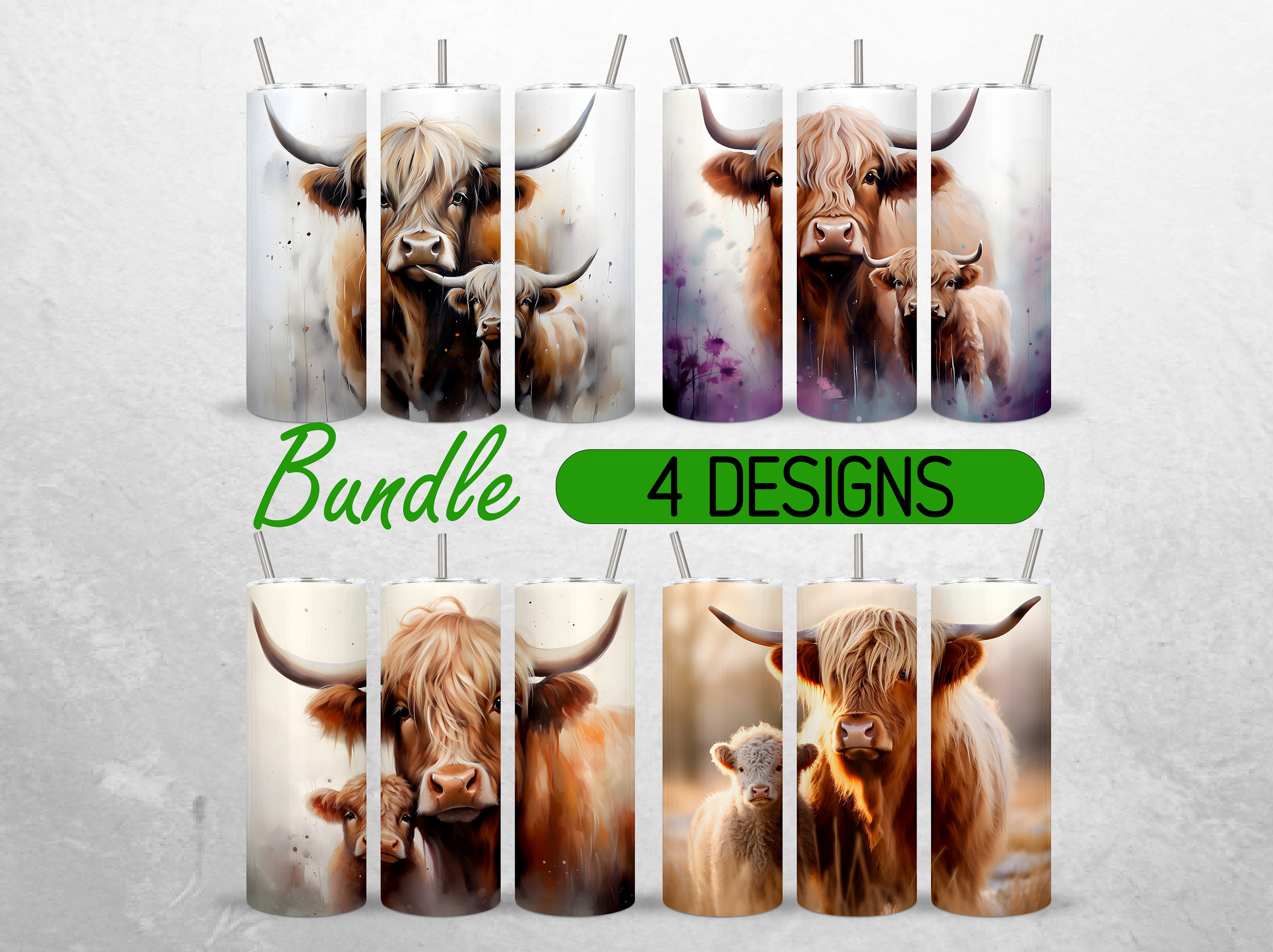 Mom and Baby Highland Cow Tumbler Wrap Cute Animal Tumbler PNG - Etsy