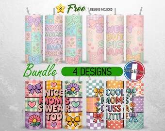Good Moms Say Bad Words Funny Tumbler Wrap 20oz Bundle Coquette Bow Sarcastic Mom  Tumbler PNG Fun Mom Quote 20oz Seamless Sublimation