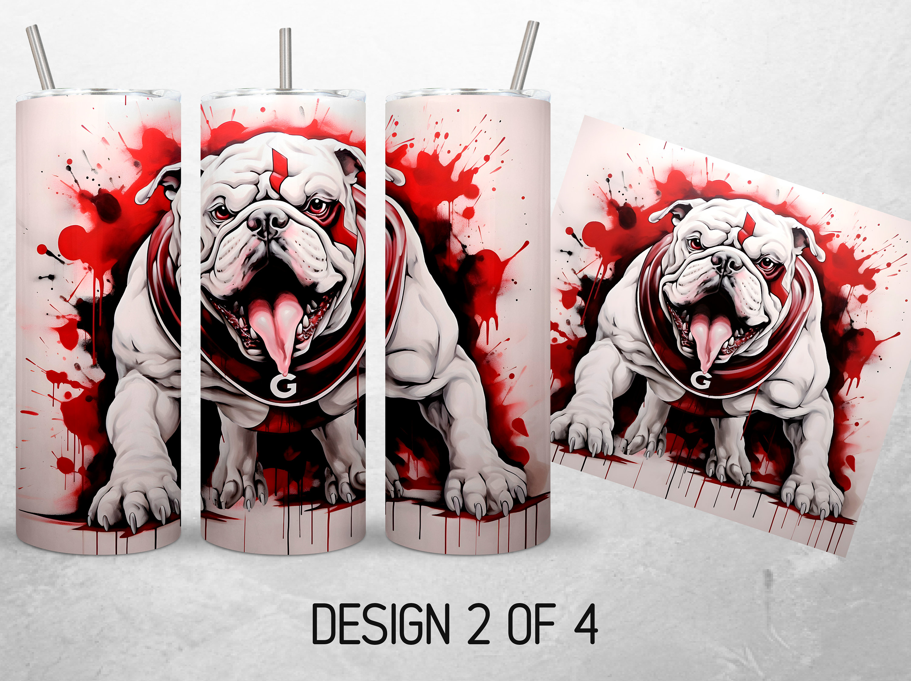 Alcohol Ink Bulldog Tumbler Wrap GA Georgia Tumbler PNG Dog