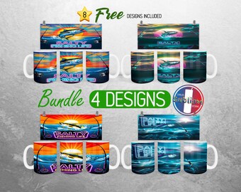 Saltwater Fishing Mug Wrap Bundle Fishing Life Mug PNG Design Fisherman Deep Sea Full Mug Wrap | 11oz and 15oz Mug Sublimation