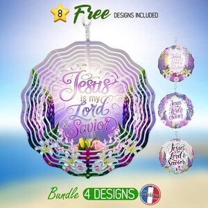 Christian Jesus Wind Spinner PNG Design Bundle Religious Faith Windspinner PNG Sublimation Floral Easter Wind Spinner PNG