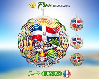 Dominican Republic Wind Spinner PNG Design Bundle Dominican Flag Windspinner PNG Sublimation Dominican Pride Wind Spinner Latino PNG