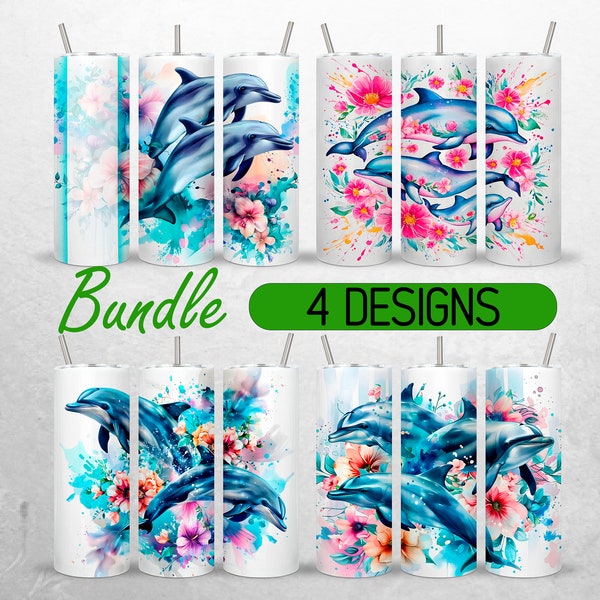 Seamless Dolphin Tumbler Wrap Bundle Ocean Add Name 20oz Tumbler PNG 3D Beach Tumbler Design +18 FREE 20oz Skinny Tumbler Sublimation PNG