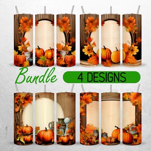 Pumpkin Fall Tumbler Wrap Personalize Pumpkin Tumbler Png Designs Autumn Flowers Tumbler Png Bundle Sublimation + 18 FREE Tumbler Designs
