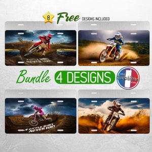 Women Motocross Dirt Bike License Plate PNG Little Dirt Never Hurt License Plate Design Motorcycle Car License Plate Sublimation Bundle