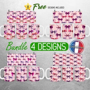 Coquette Mug Wrap Bundle Coquette Bows Mug PNG Design Woman Girly Girl Full Mug Wrap | 11oz and 15oz Mug Sublimation