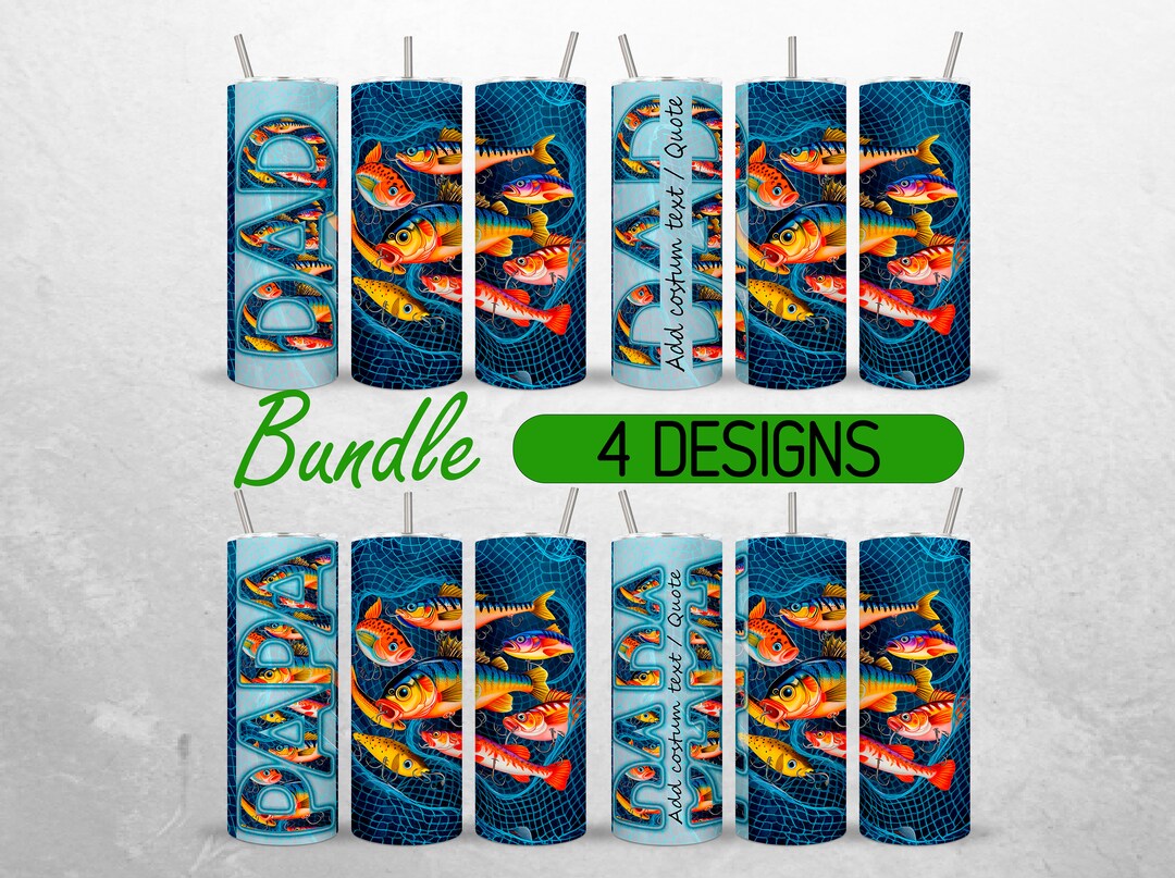 Fishing Papa Dad Tumbler Wrap Bundle Fathers Day 20oz Tumbler PNG Add ...