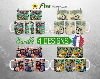 Paquete de tazas con diseño de vaquera del oeste, criada con música country, diseño PNG, taza rústica de granjero, envoltura completa para taza / Sublimación de tazas de 11 oz y 15 oz