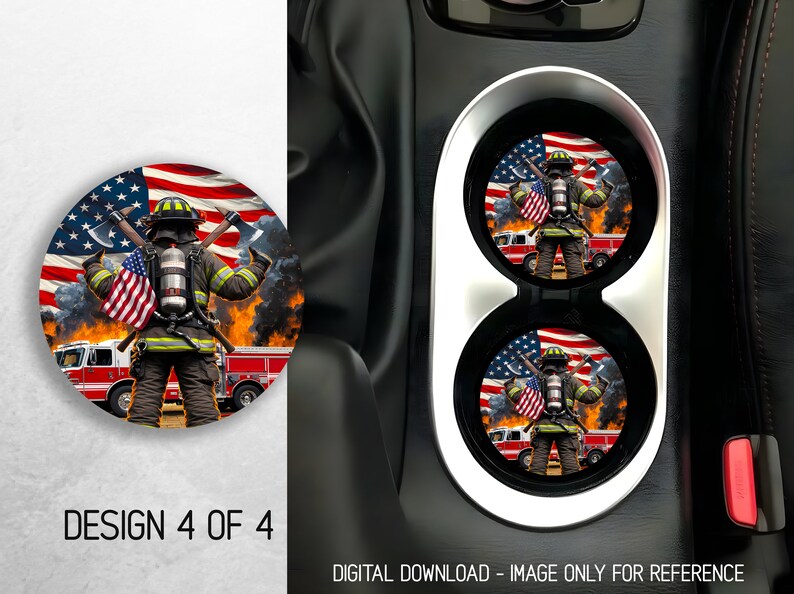 USA Firefighter Car Coaster PNG Bundle Patriotic Coaster Png ...