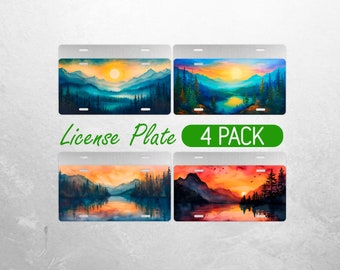 Forest Sunset License Plate PNG Mountains Outdoor License Plate Design River Landscape Car License Plate Sublimation License Plate Bundle