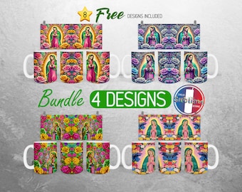 La Virgen de Guadalupe Mug Wrap PNG Bundle Virgen de Mexico 15oz Mug Wrap Lady of Guadalupe Full Mug Wrap Designs Mexican Mug Sublimation