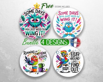 Ptak Sarcastic Car Coaster PNG Bundle Sassy Funny Quote Coaster Sublimacja Designs Animal Humourous Coaster Designs