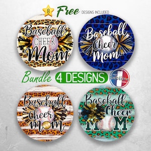 Cheer Baseball Mom Car Coaster PNG Bundle Cheer Mom of Both Coaster Png Sublimation Sports Mom Png Round Coasters PNG Designs Sublimation