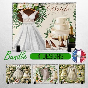 Wedding Bride Slate PNG Bride to be Slate File Bundle Sublimation Designs Garden Spring PNG for Slate | Dye Sublimation Rectangle Slate