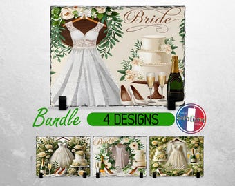 Wedding Bride Slate PNG Bride to be Slate File Bundle Sublimation Designs Garden Spring PNG for Slate | Dye Sublimation Rectangle Slate