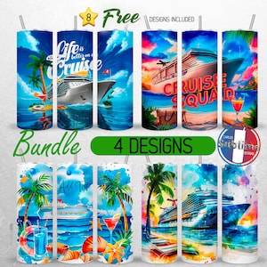 Summer Cruise Tumbler Wrap Bundle Cruise Ship 20oz Tumbler PNG Vacations Travel Tumbler Design 20oz Skinny Tumbler Sublimation PNG