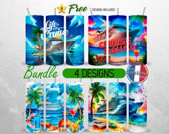 Summer Cruise Tumbler Wrap Bundle Cruise Ship 20oz Tumbler PNG Vacations Travel Tumbler Design 20oz Skinny Tumbler Sublimation PNG