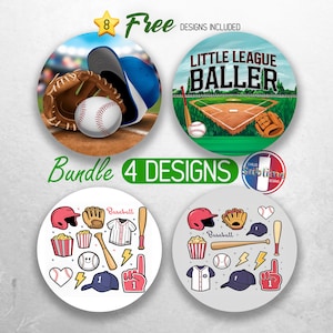 Youth Baseball Car Coaster PNG Bundle Kids Baseball Coaster Png Sublimation Baseball Mom Sports Round Coasters PNG Designs Sublimation