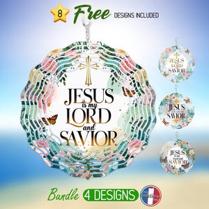 Christian Jesus Wind Spinner PNG Design Bundle Religious Faith Windspinner PNG Sublimation Floral Easter Wind Spinner PNG