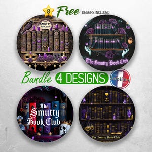 The Smutty Book Club Car Coaster PNG Bundle Book Lover Car Coaster Sublimation Designs Bookish Bookworm Car Coaster Designs
