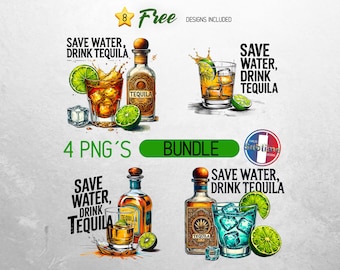 Save Water Drink Tequila PNG für Sublimationsdesign, mein Tequila Shirt png, Margarita png, Vintage png, lustiges Trinken png, digitaler Download