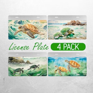 Sea Turtle License Plate PNG Bundle Beach Turtle  License Plate Design Sea Ocean Car License Plate Sublimation License Plate Frame Sign