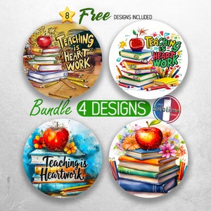 Teaching Car Coaster PNG Bundle School Teacher Coaster Png Sublimation Teacher Appreciation Round Coasters PNG Designs Sublimation