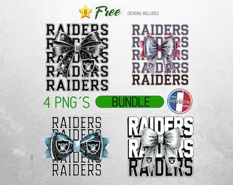 Raiders School Team Mascot Bow Shirt PNG, Black and Silver Team Football, Cheer, School Spirit, Game Day, Sport Mom Shirt Sublimation Design