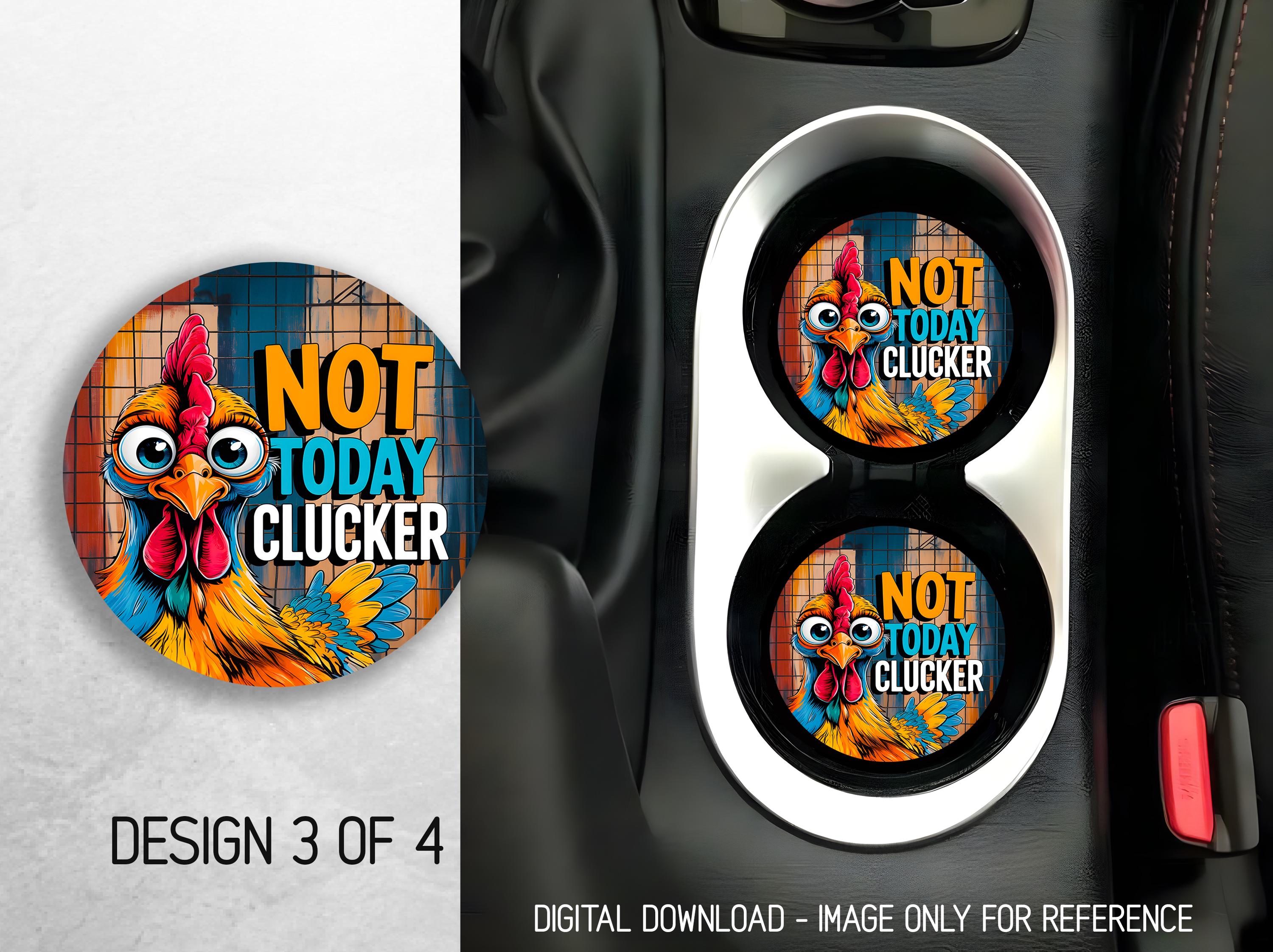Crazy Chicken Car Coaster PNG Bundle Funny Rooster Coaster Png ...