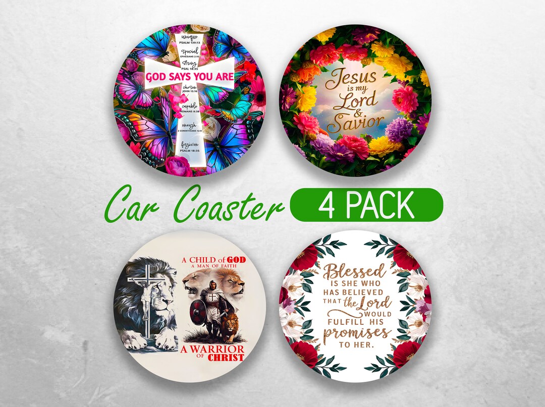 Faith Christian Car Coaster PNG Bible Verse Car Coaster Sublimation ...
